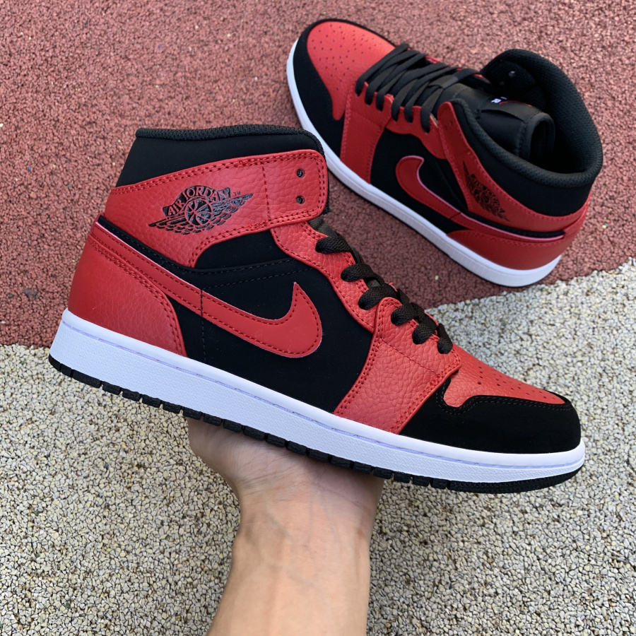 Nike Air Jordan 1 Mid Gs Black Gym Red 554725 054 8 - www.kickbulk.co