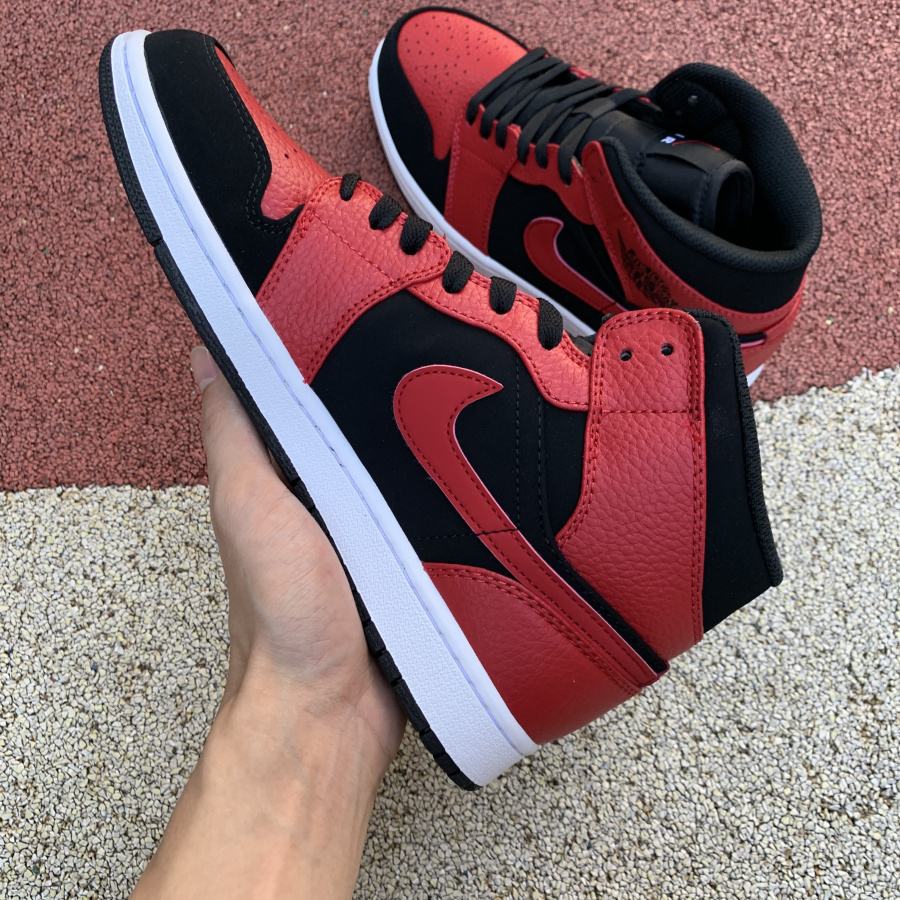 Nike Air Jordan 1 Mid Gs Black Gym Red 554725 054 9 - www.kickbulk.co