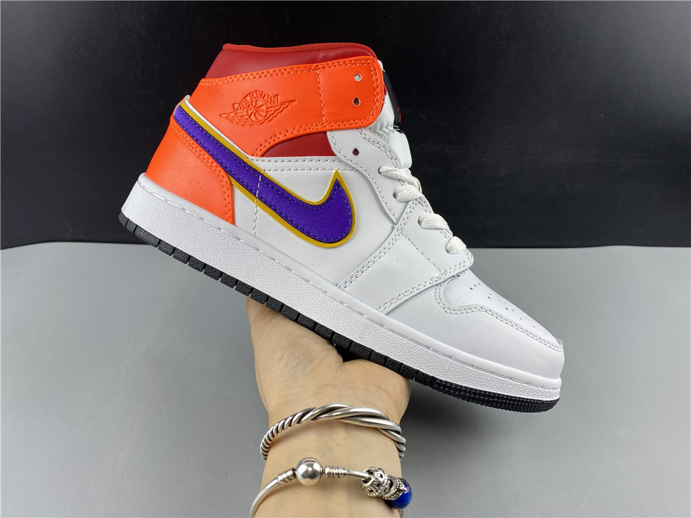 Nike Air Jordan 1 Mid Gs White Court Purple Teal 554725 128 10 - www.kickbulk.co