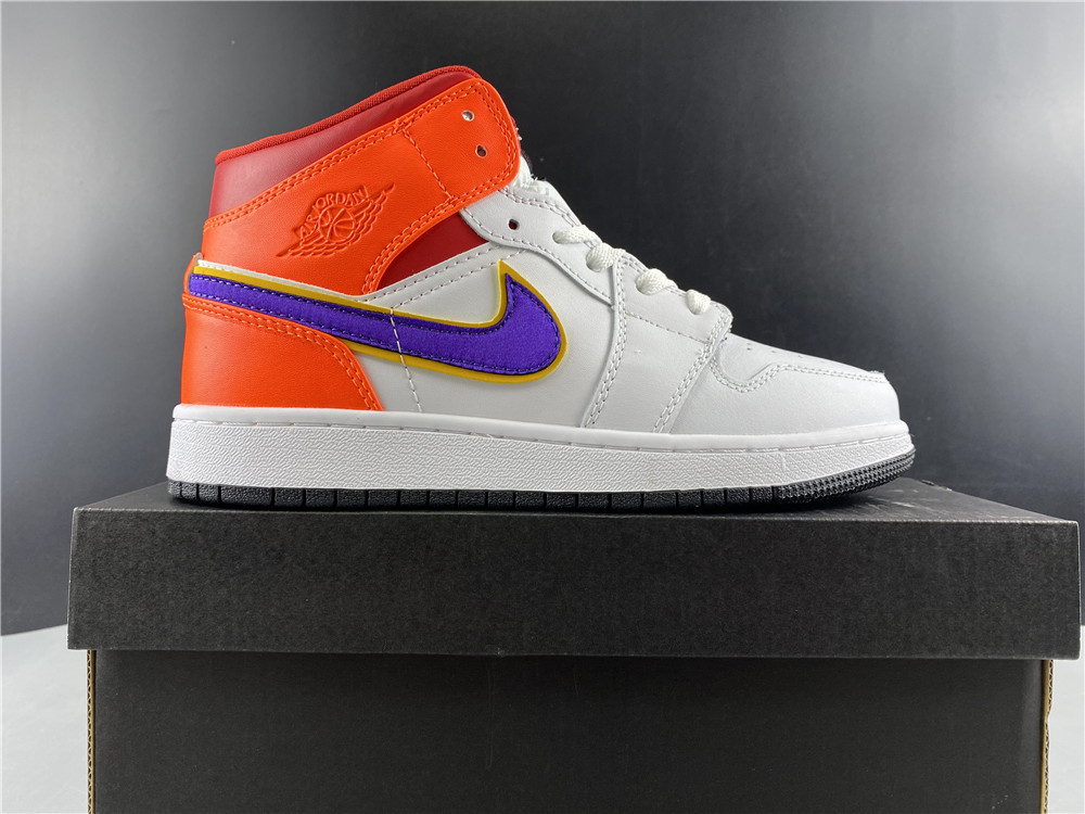 Nike Air Jordan 1 Mid Gs White Court Purple Teal 554725 128 11 - www.kickbulk.co