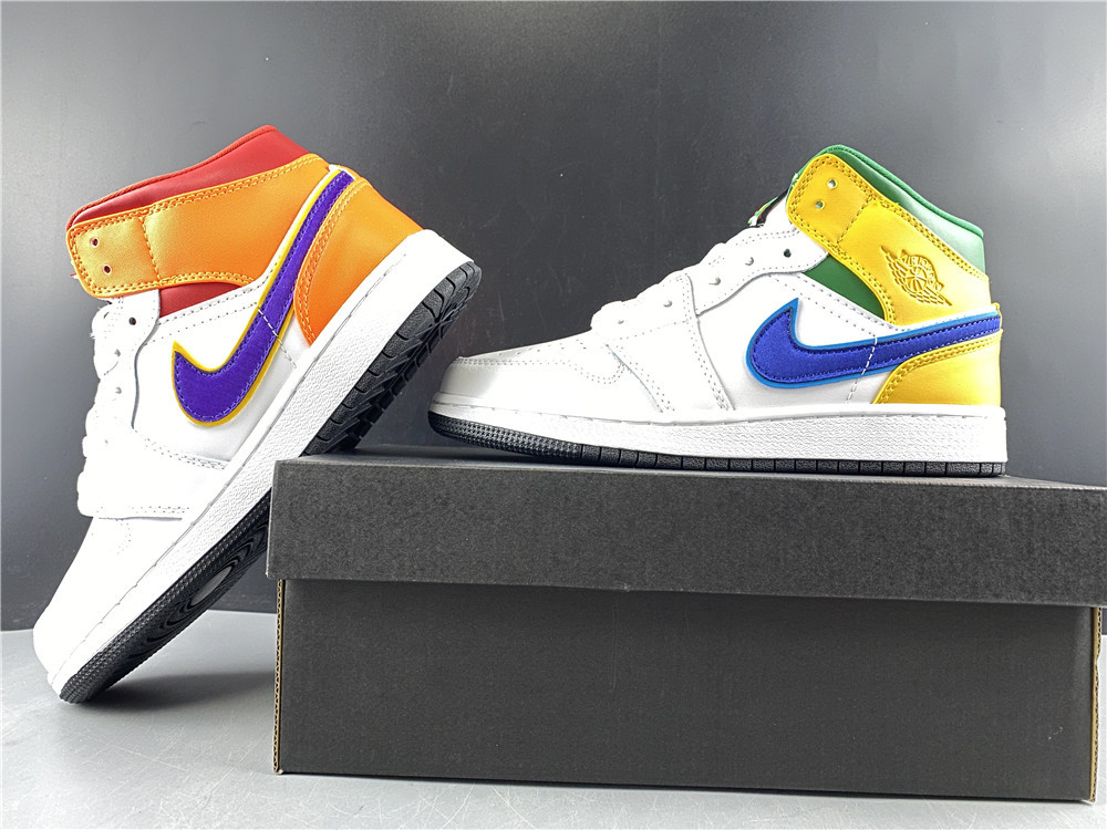 Nike Air Jordan 1 Mid Gs White Court Purple Teal 554725 128 12 - www.kickbulk.co