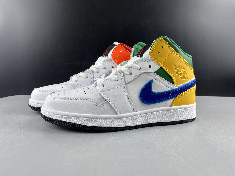 Nike Air Jordan 1 Mid Gs White Court Purple Teal 554725 128 13 - www.kickbulk.co