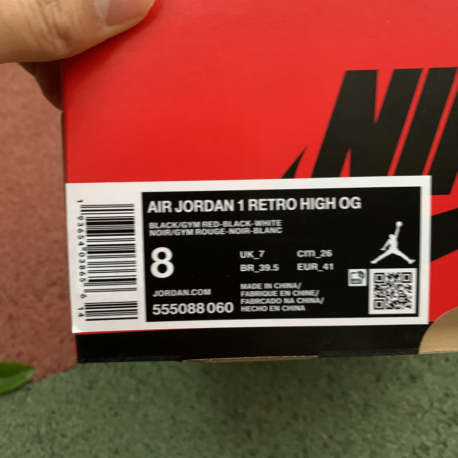Nike Air Jordan 1 Retro High Og Black Gym Red 555088 060 20 - www.kickbulk.co