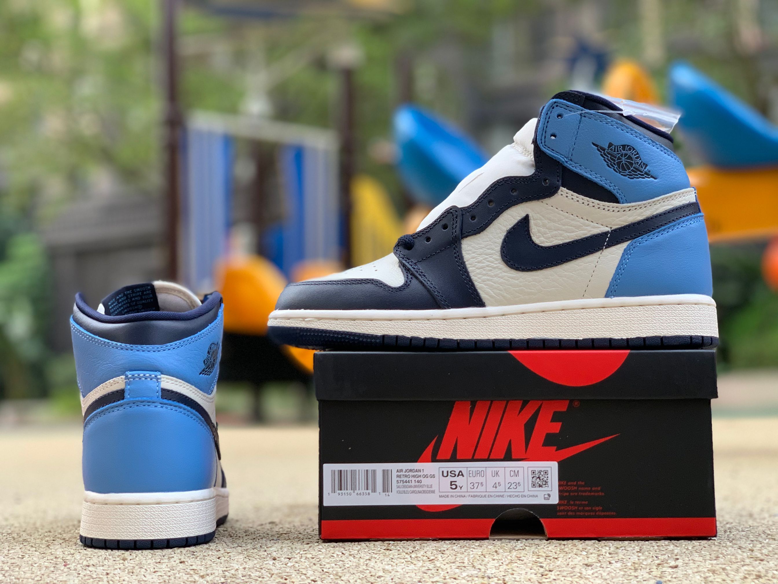 Nike Air Jordan 1 Retro High Og Gs Obsidian 575441 140 9 - www.kickbulk.co