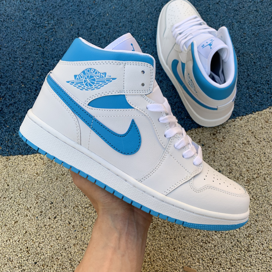 Air Jordan 1 Wmns Mid Unc White Carolina Blue Bq6472 114 9 - www.kickbulk.co