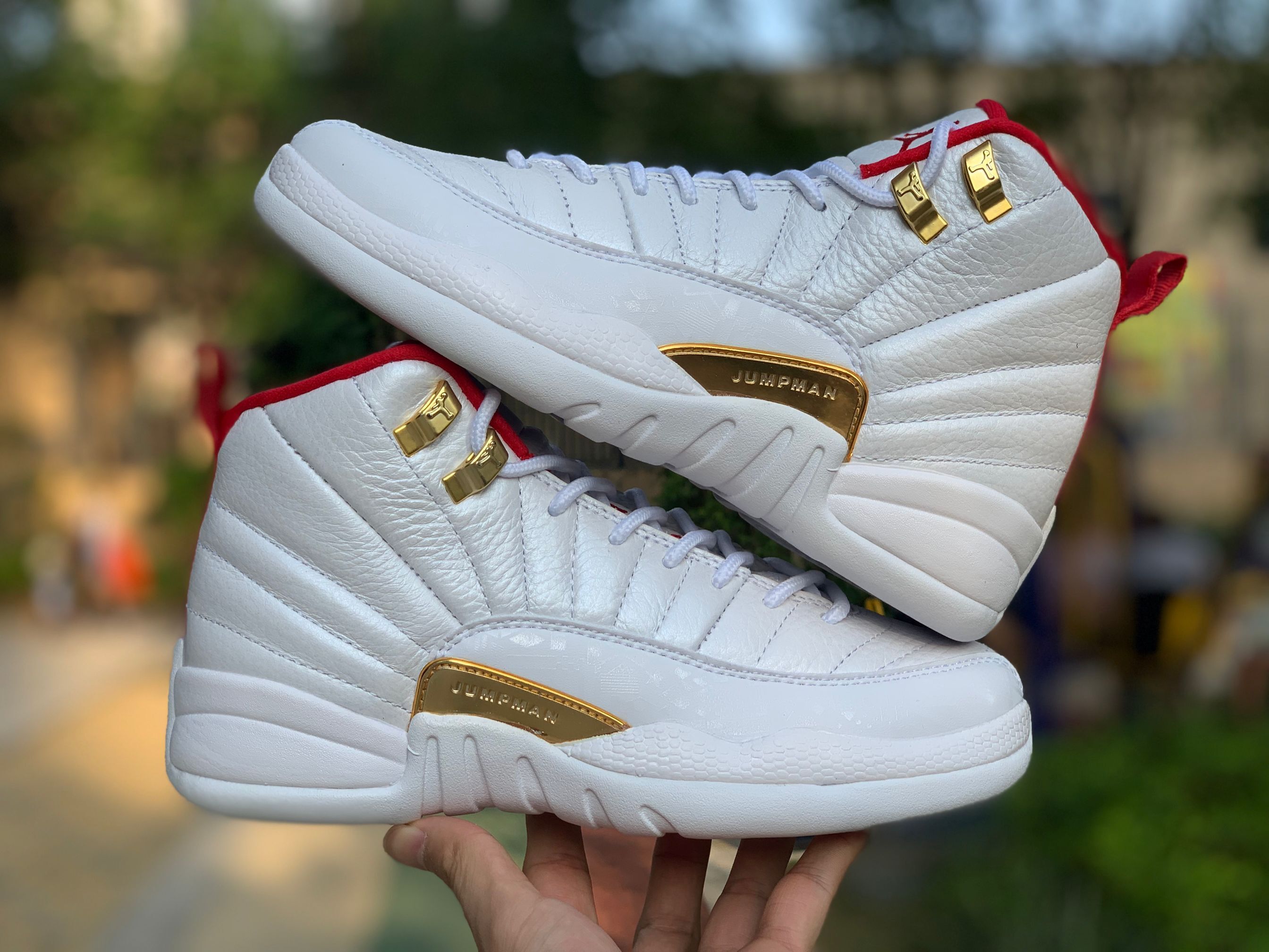 Nike Air Jordan 12 Fiba 2019 White University Red Gold 130690 107 11 - www.kickbulk.co