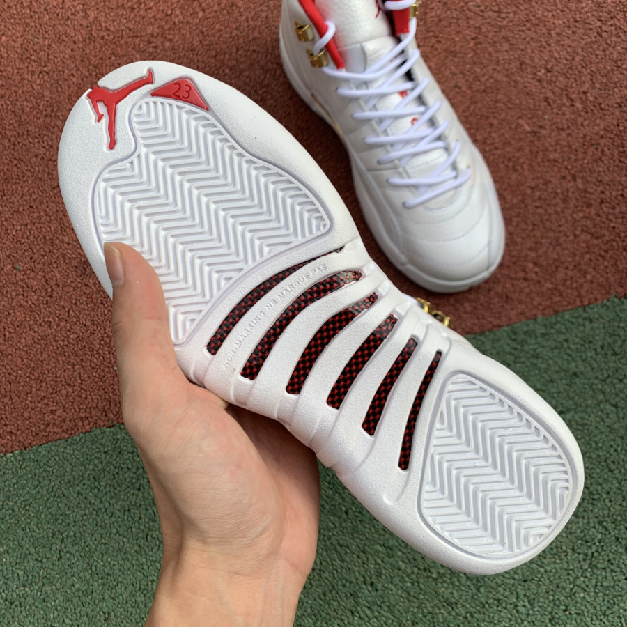 Nike Air Jordan 12 Fiba 2019 White University Red Gold 130690 107 16 - www.kickbulk.co