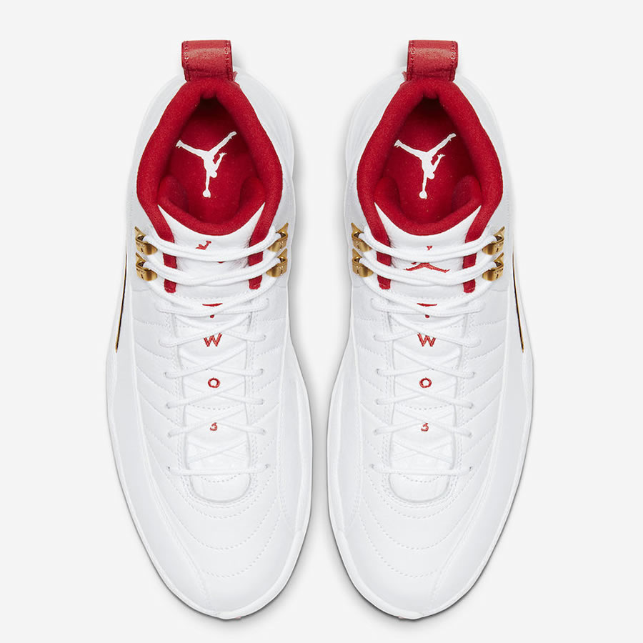 Nike Air Jordan 12 Fiba 2019 White University Red Gold 130690 107 3 - www.kickbulk.co