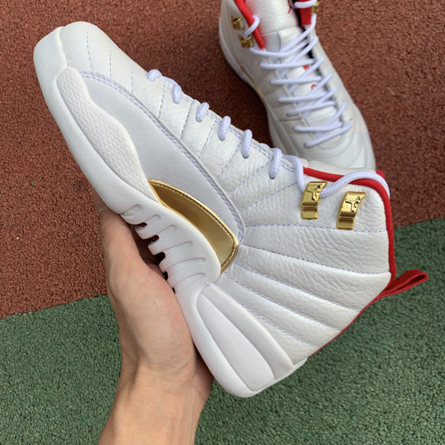 Nike Air Jordan 12 Fiba 2019 White University Red Gold 130690 107 6 - www.kickbulk.co