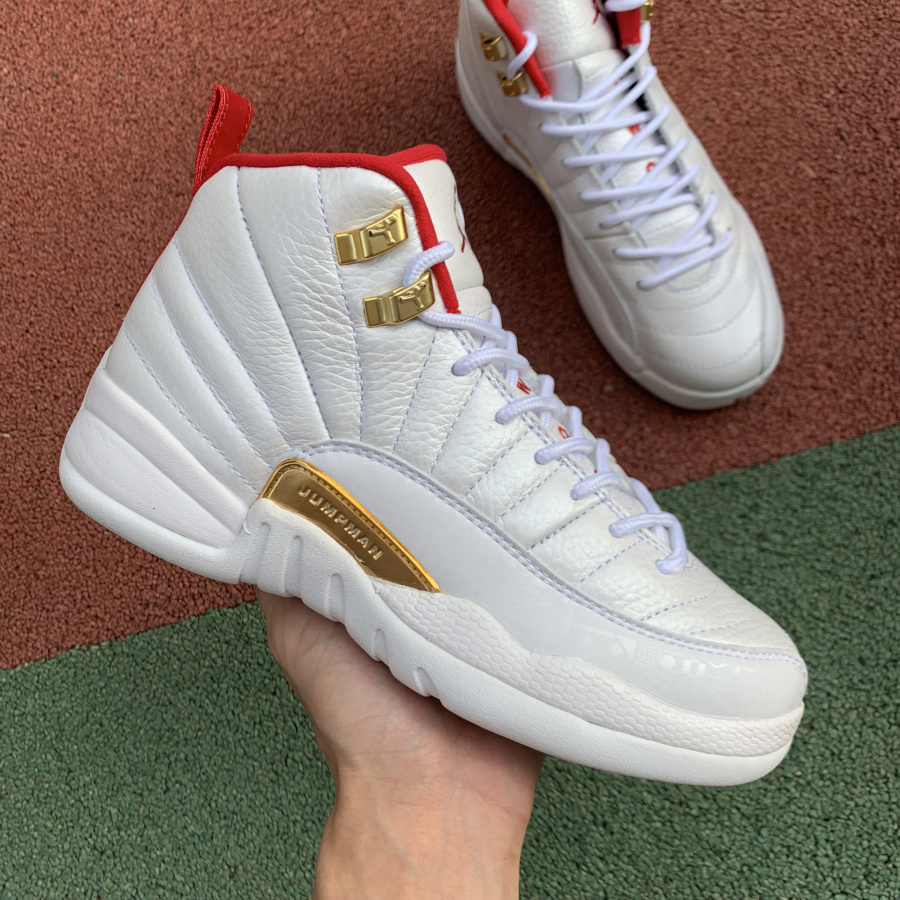 Nike Air Jordan 12 Fiba 2019 White University Red Gold 130690 107 9 - www.kickbulk.co