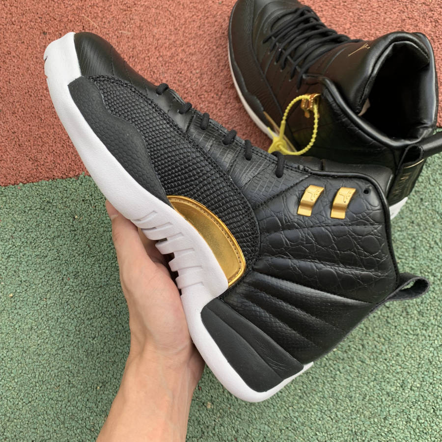 Air Jordan 12 Wmns Snakeskin Midnight Black White Gold Ao6068 007 13 - www.kickbulk.co