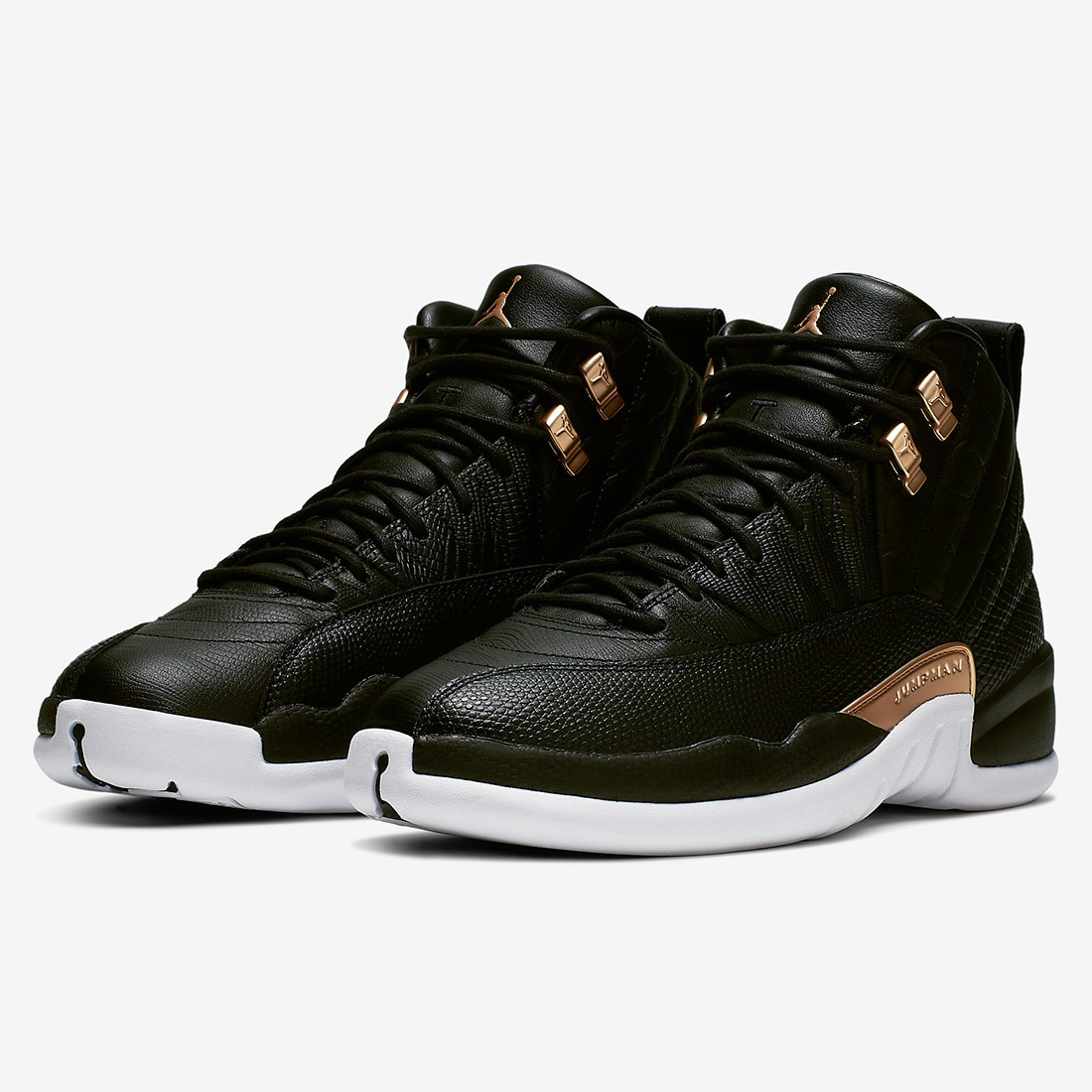 Air Jordan 12 Wmns Snakeskin Midnight Black White Gold Ao6068 007 3 - www.kickbulk.co