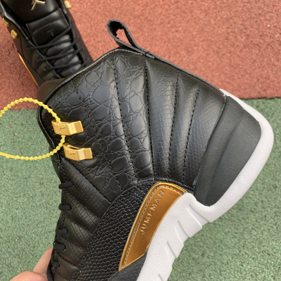 Air Jordan 12 Wmns Snakeskin Midnight Black White Gold Ao6068 007 9 - www.kickbulk.co