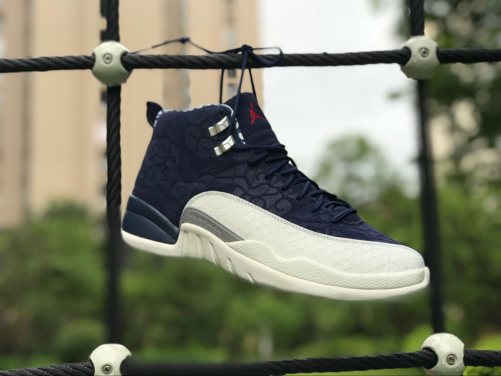 white and navy 12s