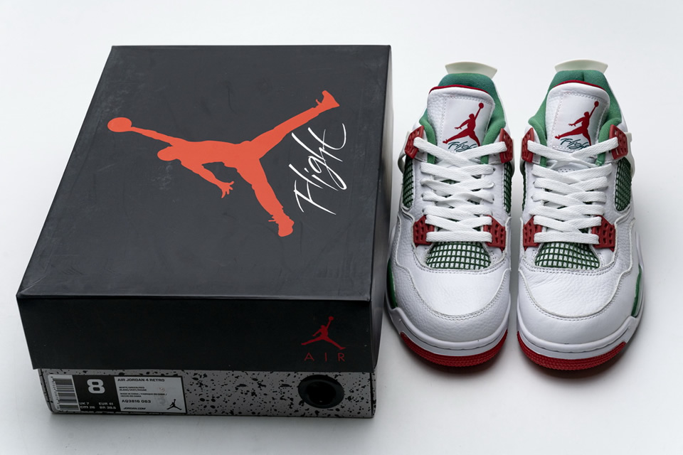 Nike Air Jordan 4 Retro White Green Red Aq3816 063 3 - www.kickbulk.co