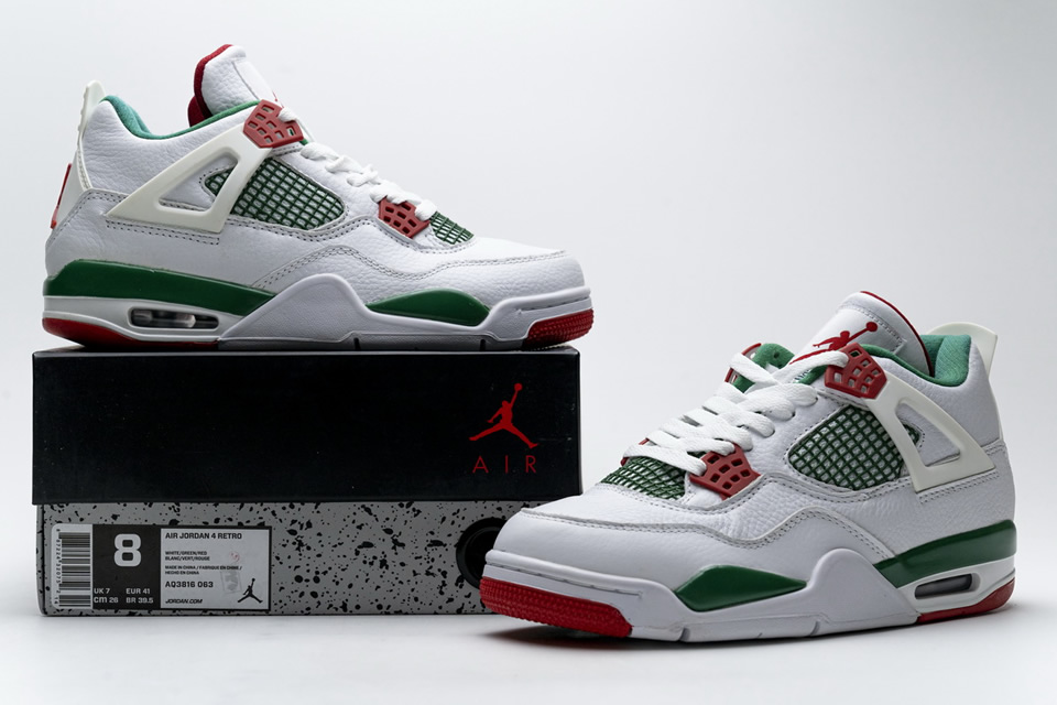 Nike Air Jordan 4 Retro White Green Red Aq3816 063 6 - www.kickbulk.co