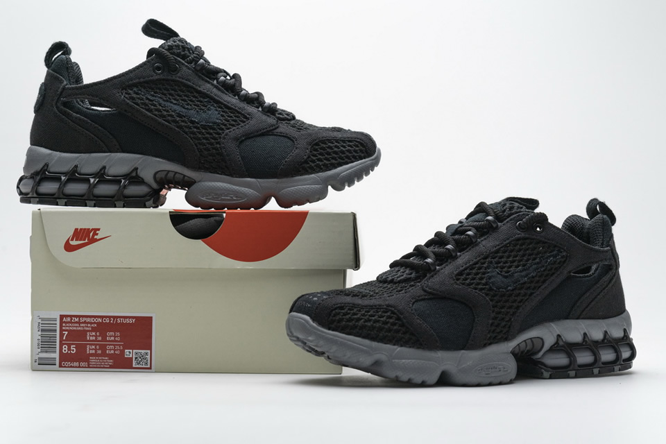 Stussy Nike Air Zoom Spiridon Cage 2 Black Cool Grey Cq5486 001 3 - www.kickbulk.co