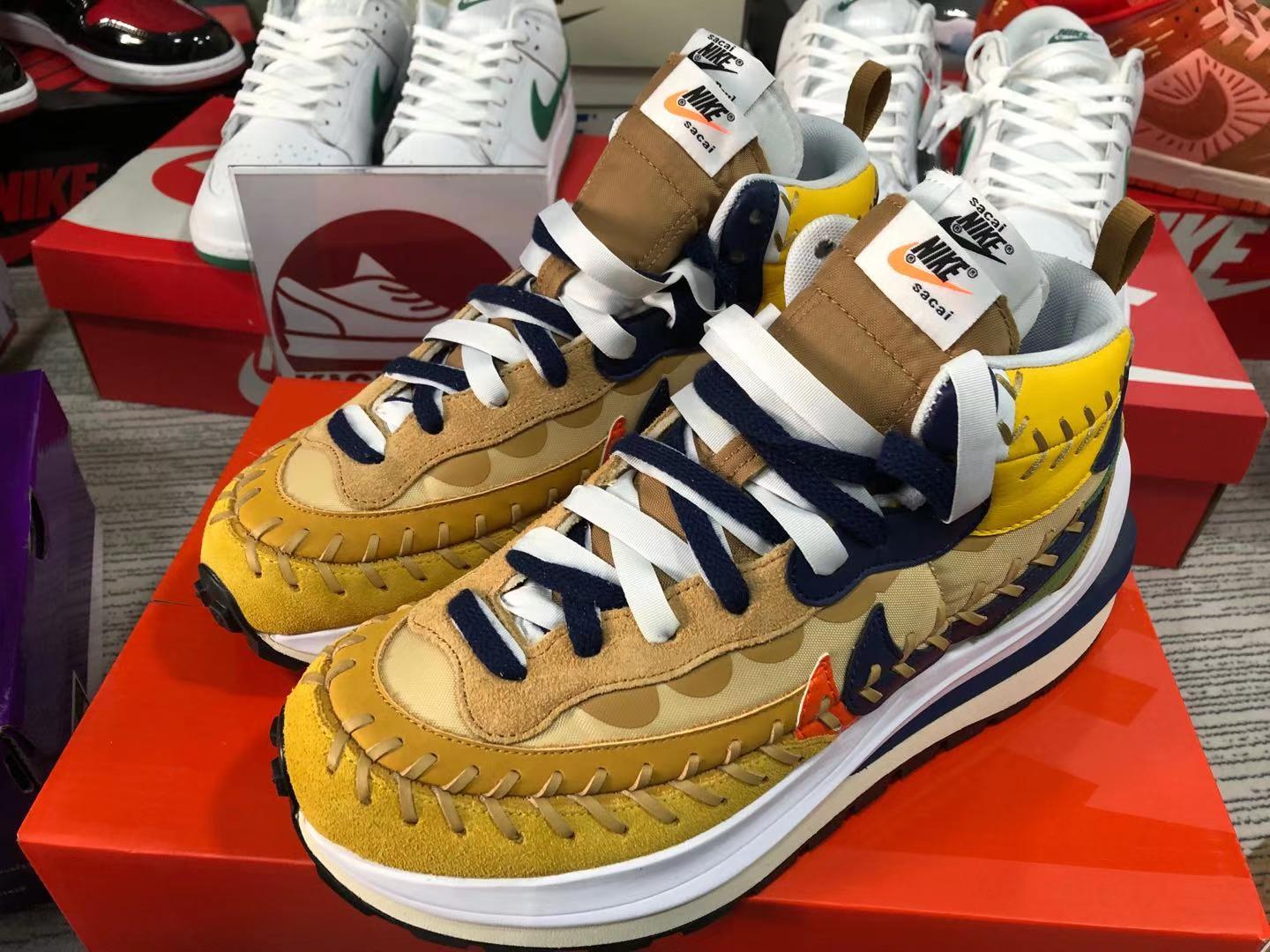 Sacai x Jean Paul Gaultier x Nike VaporWaffle Sesame DH9186-200 Kickbulk Sneaker Camera photos 